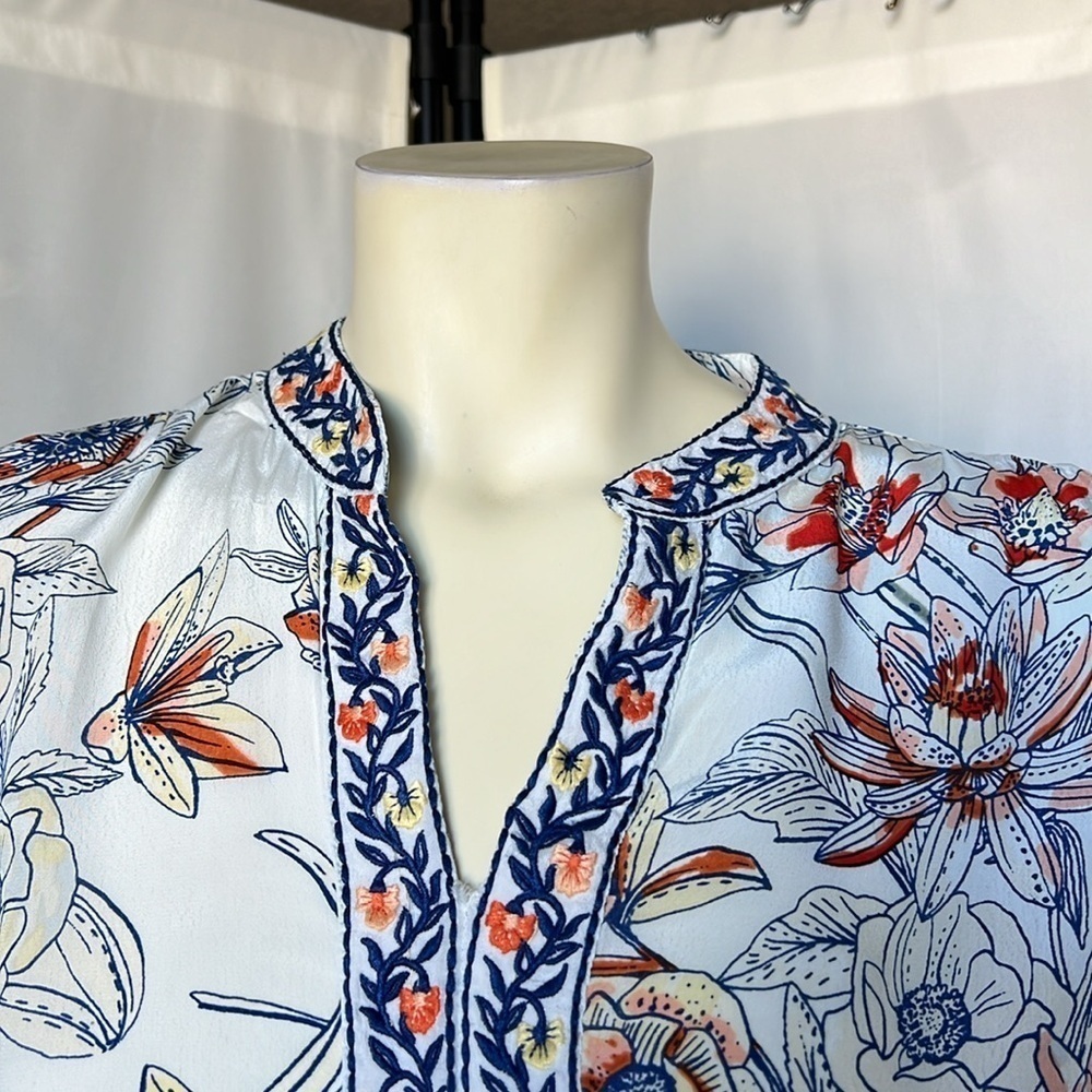 Love Kyla Size Embroidered Floral Boho Peasant Top - Picture 2 of 8